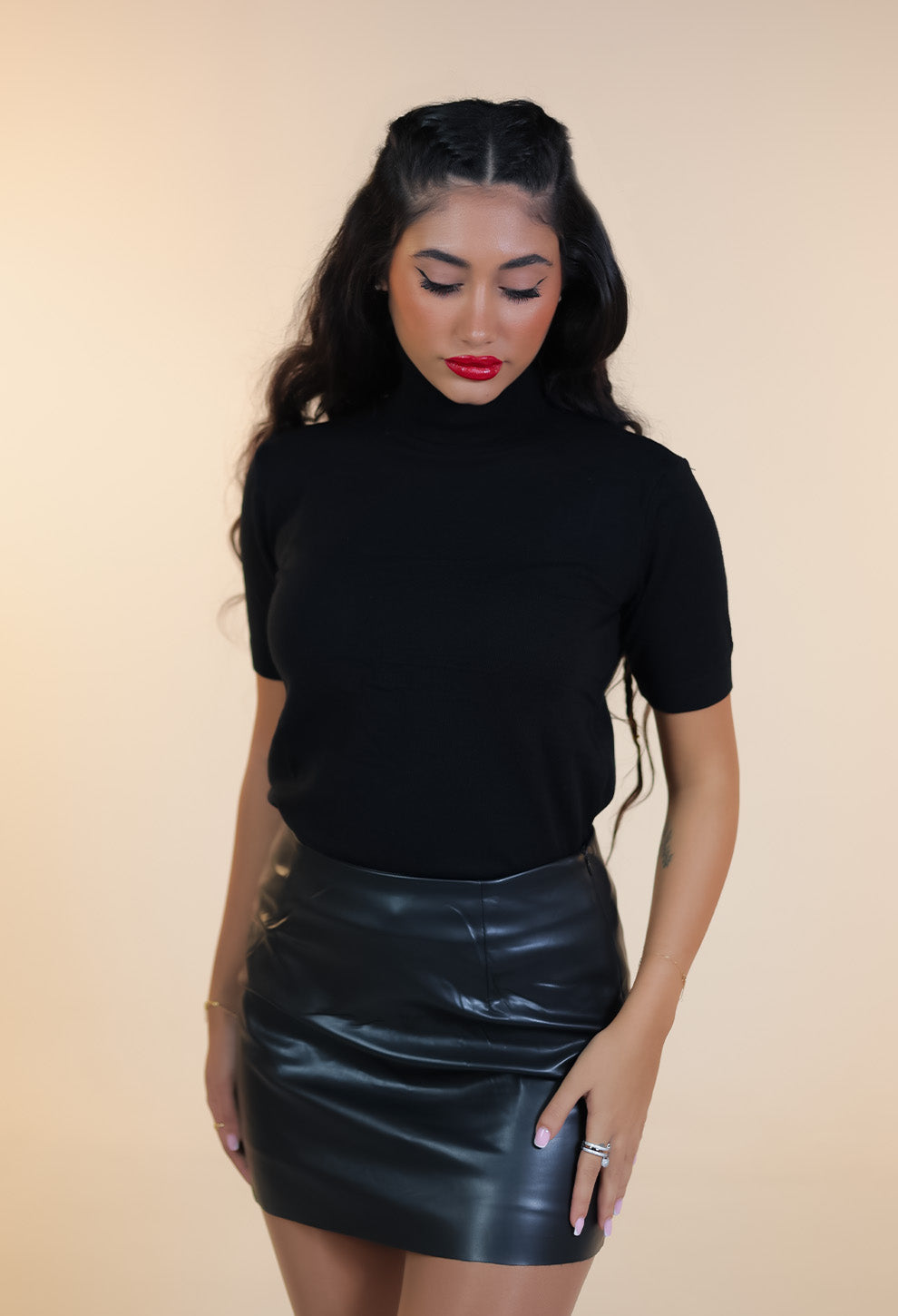 Wool Short-Sleeve Turtleneck