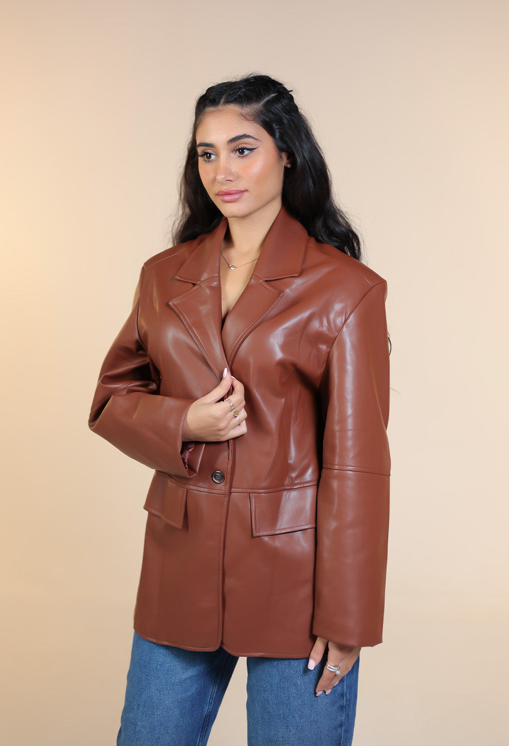 Oversized Leather Blazer