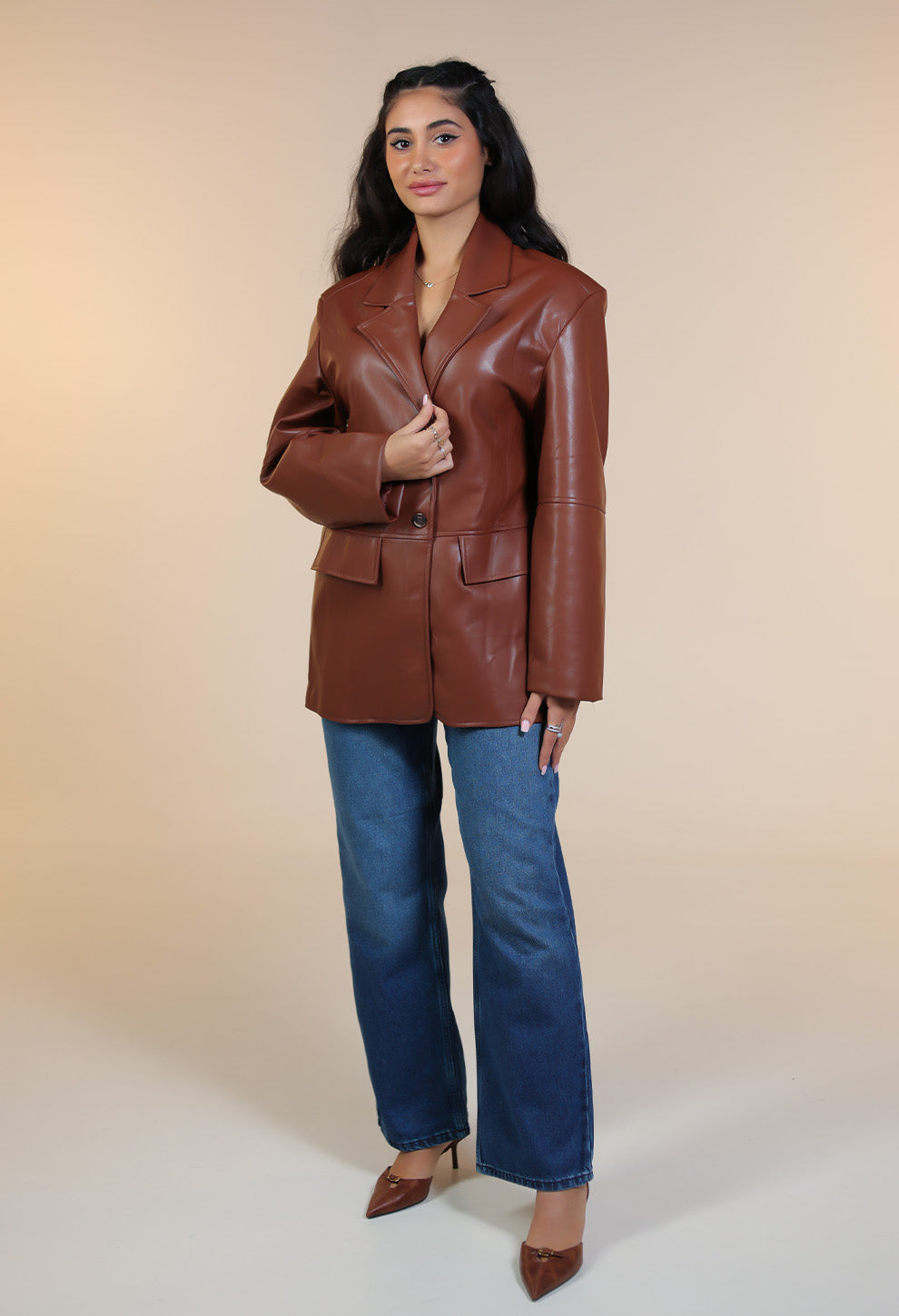 Oversized Leather Blazer