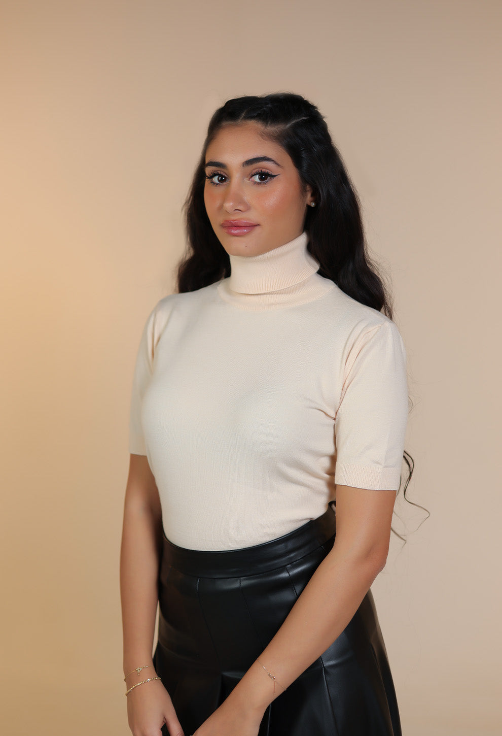 Wool Short-Sleeve Turtleneck